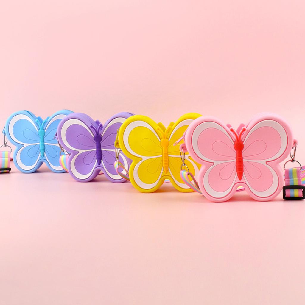 Silicone Mini Coin Purses Kids Girls Shoulder Bag Handbags Lovely Cartoon Crossbody Purses with Adjustable Strap Gift