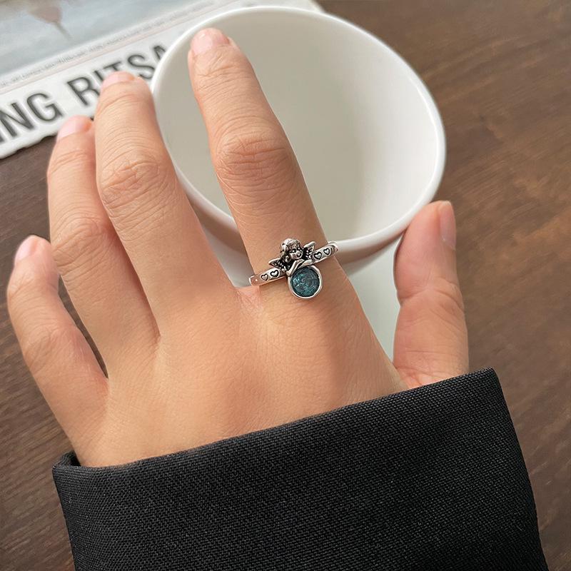 

Кольцо женское из стерлингового серебра 925 пробы Lan Zhi Крылья ангела , нишевый ретро-дизайн, регулируемое, не тускнеет. Adjustable Open