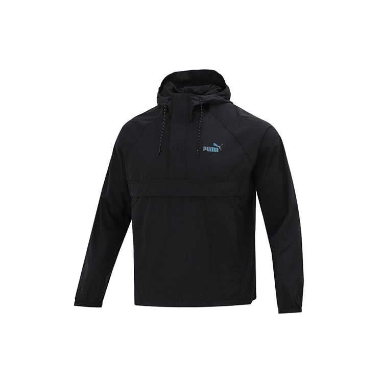 Puma Logo Print Loose Hooded Jacket Men Outerwear Black 537015-01