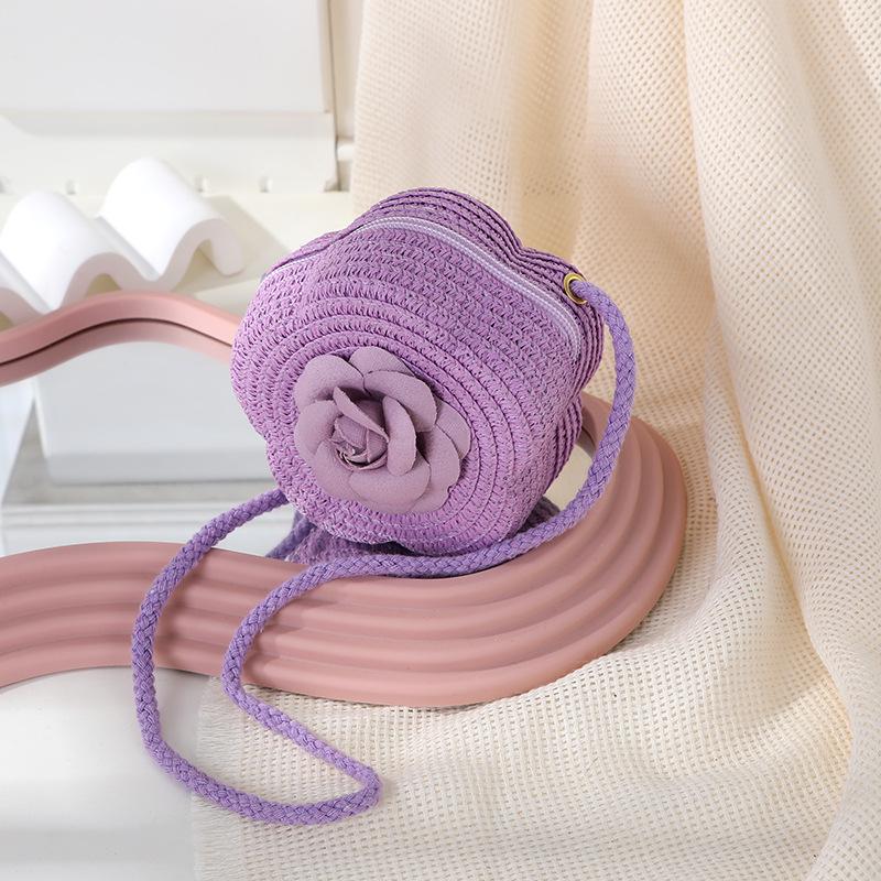 Süße florale Sommer-Strohhut-gewebte Crossbody-Mini-Tasche 2025