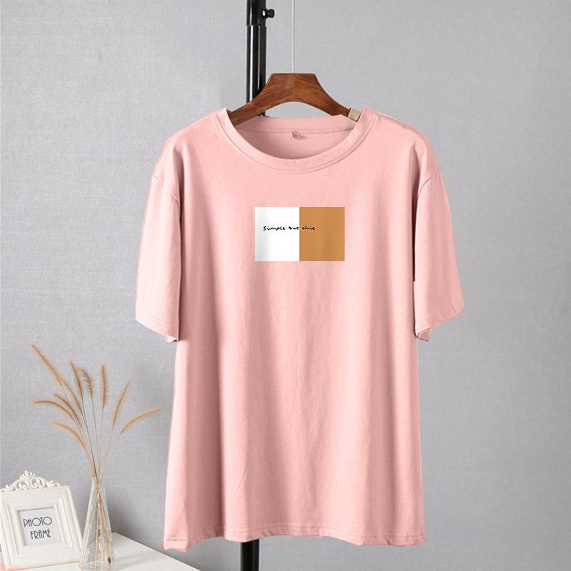 Módní tričko Shellsuning s potiskem dopisů pro ženy Letní základní trička s výstřihem do O Umělecká trička nadměrné velikosti Dámské 100% bavlna Základní měkké topy Harajuku