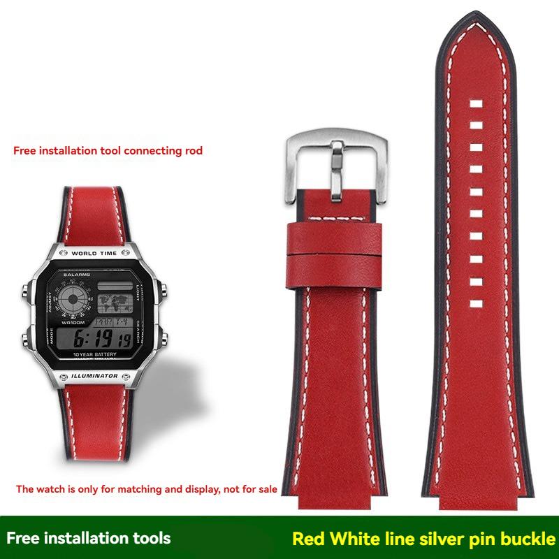 

AE-1200 Retro Genuine Leather Watchband For Casio AE1200 AE-1300 W-218/A168 W-216H Vintage Strap 18mm convex mouth Men s Bracele 18mm