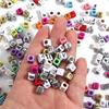 100pcs 6mm Acrylic Russian Letter Beads Square Alphabet Loose Spacer Beads For Jewelry Making DIY Necklace Bracelets Accessories