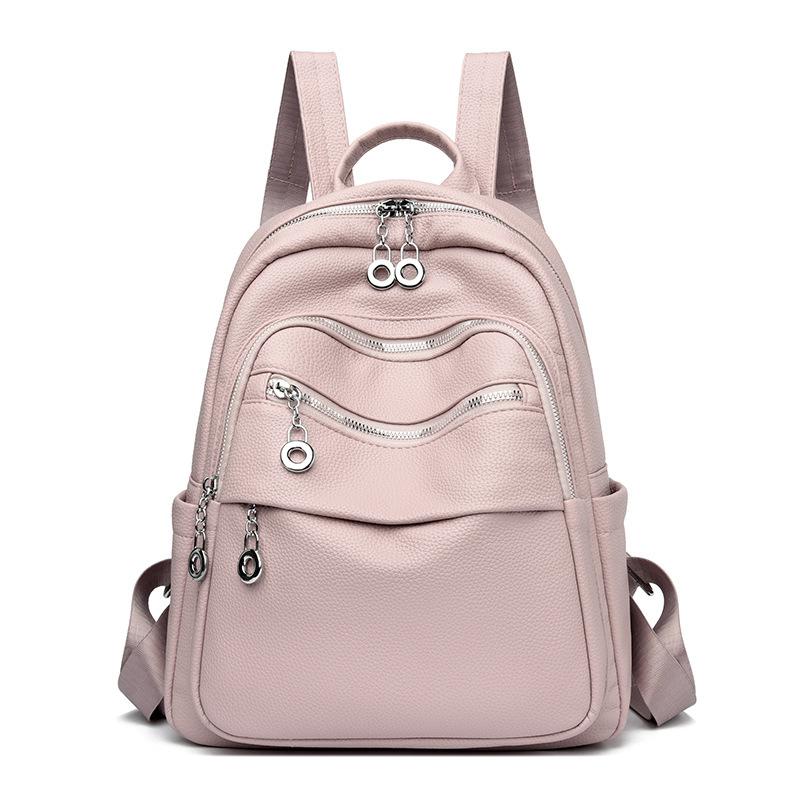 Candy Colored Women's Backpack New Large Capacity PU Bag Women's Backpack Women
