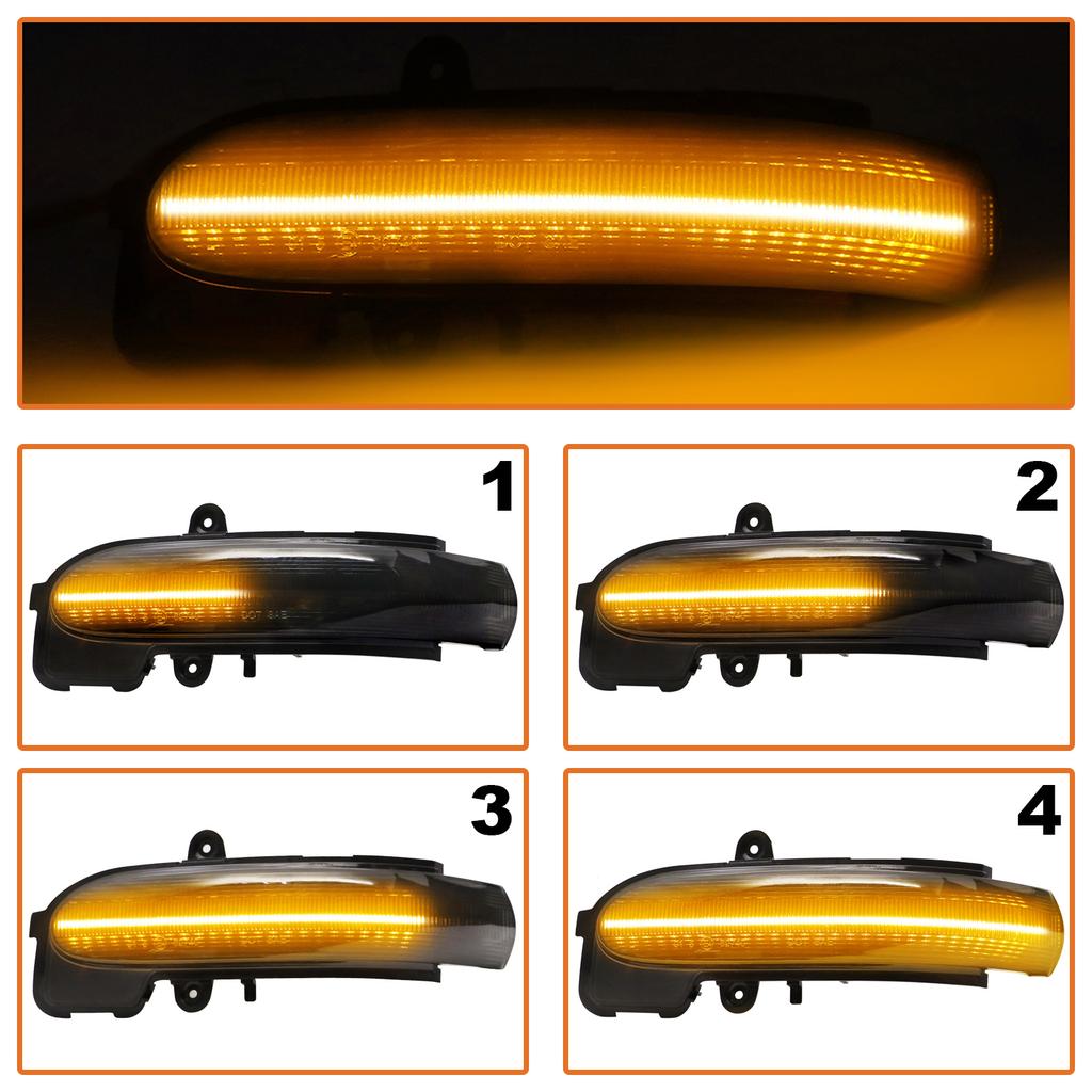 Mercedes CL203 S203 W203 C-Class 01-07 left + right turn signal mirror SMOKED DYNAMIC LED 2 pcs. SET
