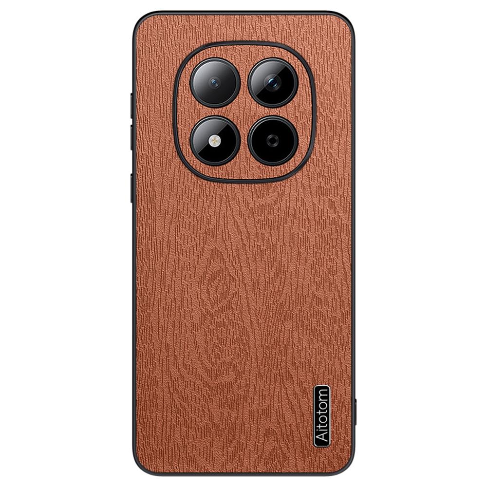 For Xiaomi Redmi Note 15 Pro+ 5G Case Wood Texture PU Leather Coated PC TPU Phone Cover