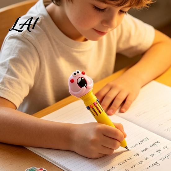 Student Prizes for Classroom 10 in 1 Cartoon Ballpoint Pen Multicolor Press Retractable Pens Back to School Supplies Kids Smooth Writing Stationery