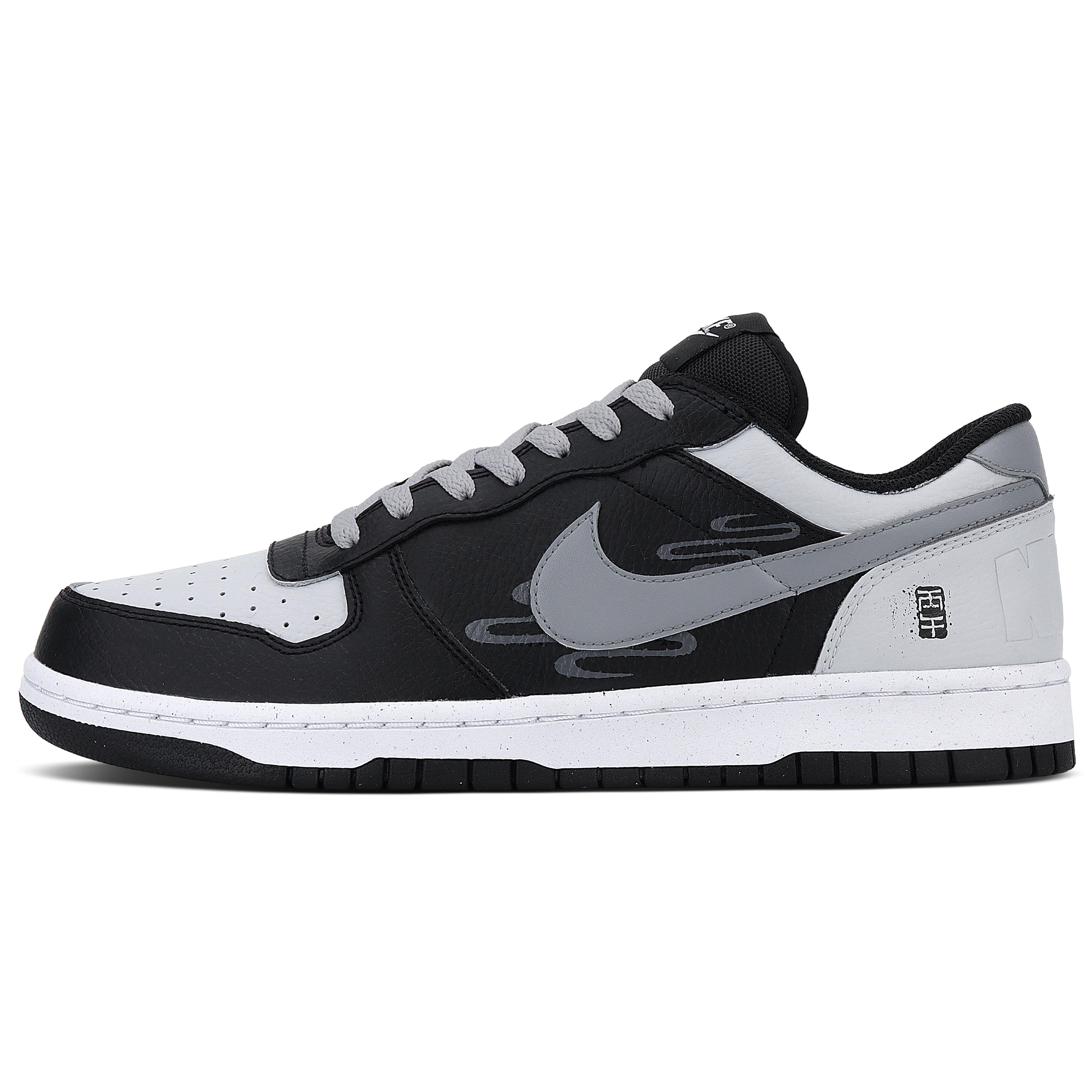 Nike Big Abrasion Resistant Low top Skateboard Shoes Men s Black White Gray 355152-016(Team1957-) 43