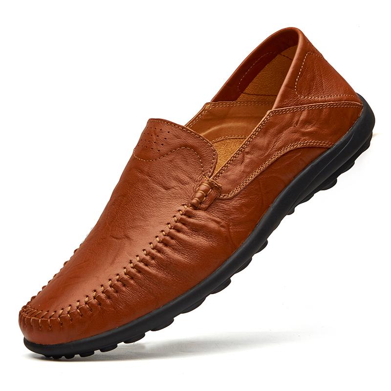 Spring Autumn Fashion Mens Loafer All-Match Shoes Genuine Leather Shoes Natural Breathable Comfortable Flats Comfy Moccasins
