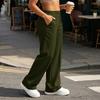 Women's Color Wide Leg Pants with Pockets Casual Loose Fit Straight Leg Trousers for Everyday Wear