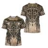 Vintage Cross Skull 3D Harajuku Print Ghost Men's Round Neck Short Sleeve Cool Fashion Casual Oversized Top Hip Hop New