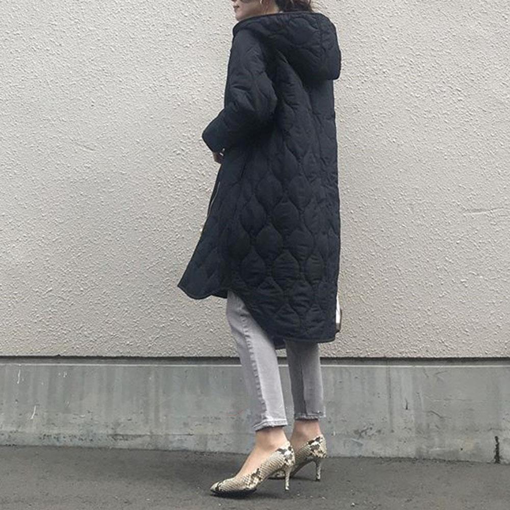 2024 Winter Women's Long-Sleeved Hooded Zippered Mid-Length Warm Cotton Jacket