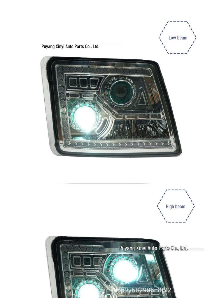 Ultra-Bright Dual-Lens LED Headlight Assembly for Foton GTL Tipper Truck, Model H4-B