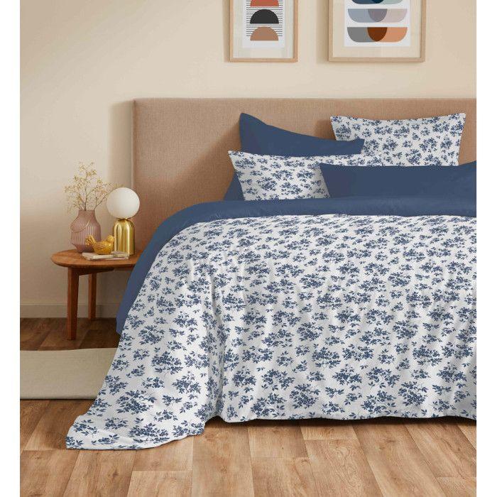Pack complet housse de couette réversible "Vanessa" 6 pièces pour lit 140 x 190 Eloise Bleu