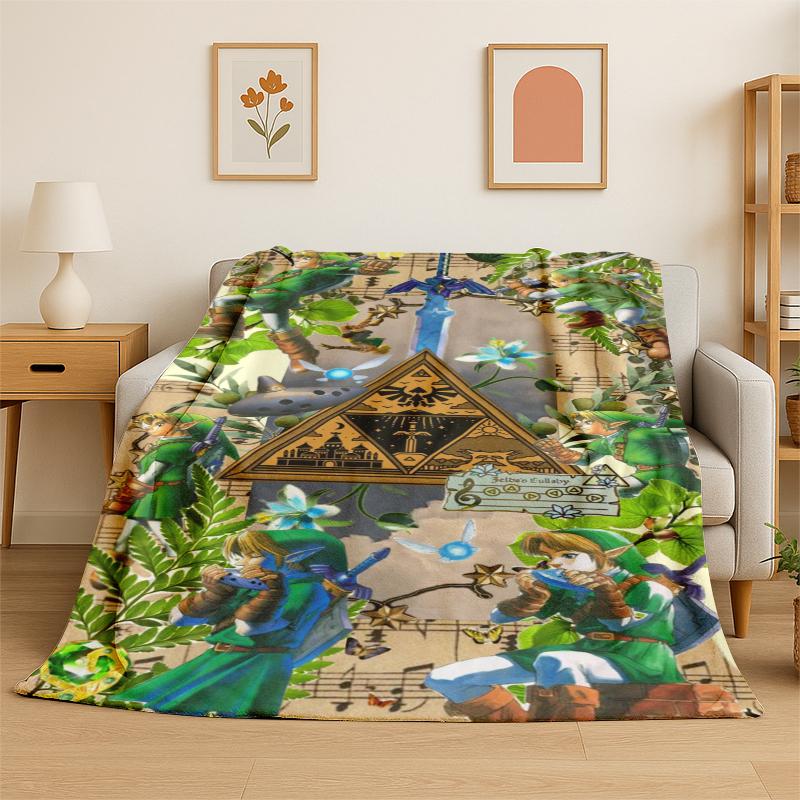 Classic Game ZZelda Cartoon Link Flannel Blanket Soft Warm Throw Blanket for Bedroom Living Room Bed Travel Camping Picnic