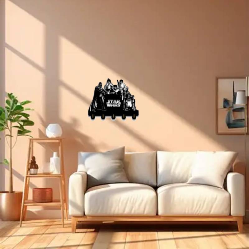 With 5 Hooks Strong Adhesive Sticker Solid Wood Hooks Walls Bathroom