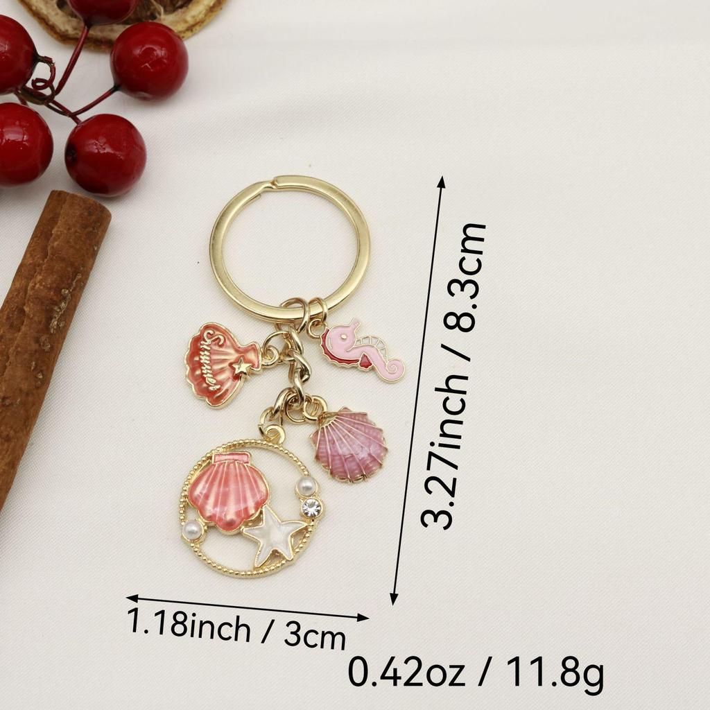 Ocean Charm Keychain: Starfish, Shell, Dolphin, Turtle, Mermaid Tail Pendant