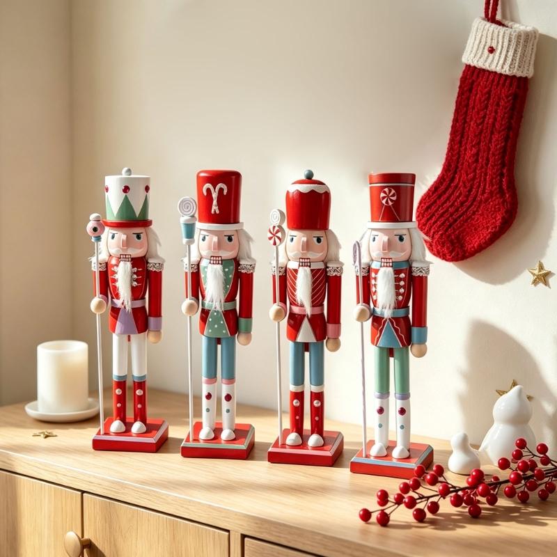 Christmas Nutcrackers Figures,Handmade Wooden Soldier Christmas Decorations Traditional Nutcrackers Decorations Gift