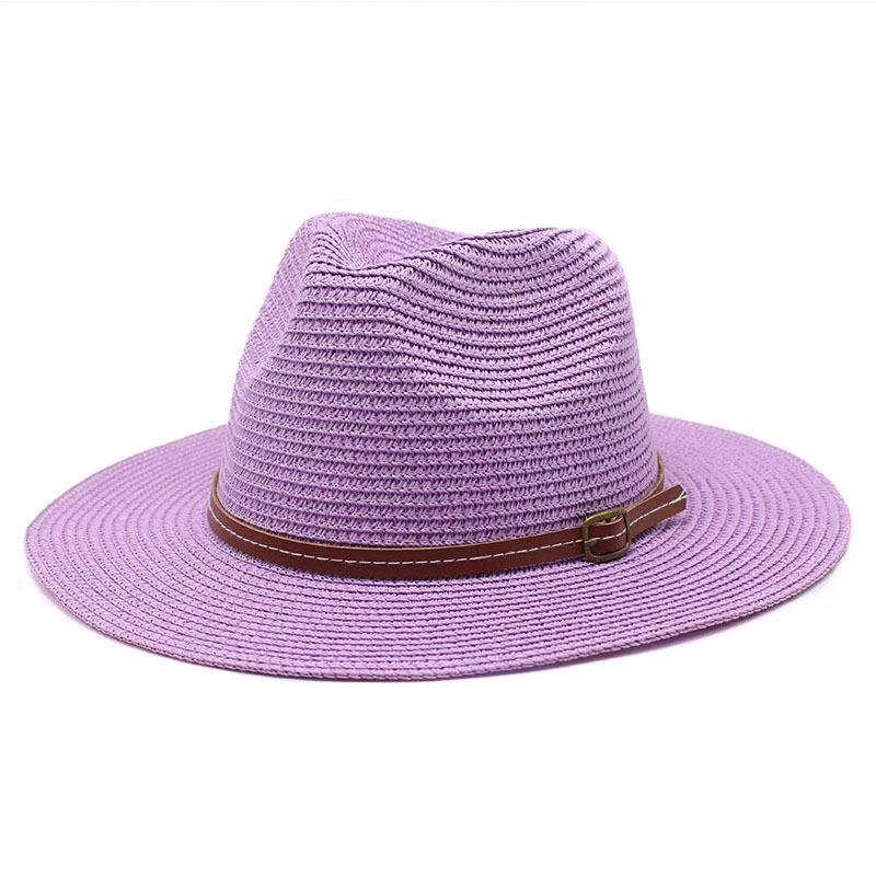 Summer Panama Straw Hat for Men Women, Wide Brim Sun Cap Beach Vacation, UV Protection Travel Hat
