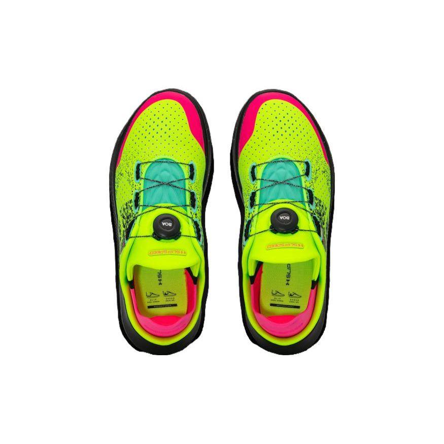 Under Armour Ua Flow Slipspeed Low Top Casual Running Shoes With Boa Dial Unisex Sneakers Pink Green 3027057-300