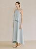 PADO SEOUL Women'S Peplum Long Dress Mint Blue