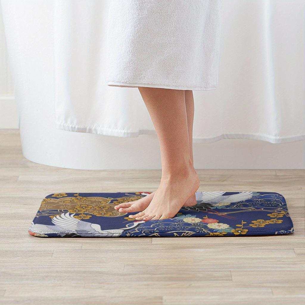 1PC Crane Pattern Kitchen Rugs Non-Slip Home Door Mats Pop design Bathroom Rug Bath Mat Carpet for Home Sink Laundry Decor