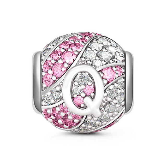 Kulaté Pave Abc Písmeno abecedy 925 Sterling Silver korálky Charm Fit Originální módní náramky pro kutily pro ženy Dárkové šperky