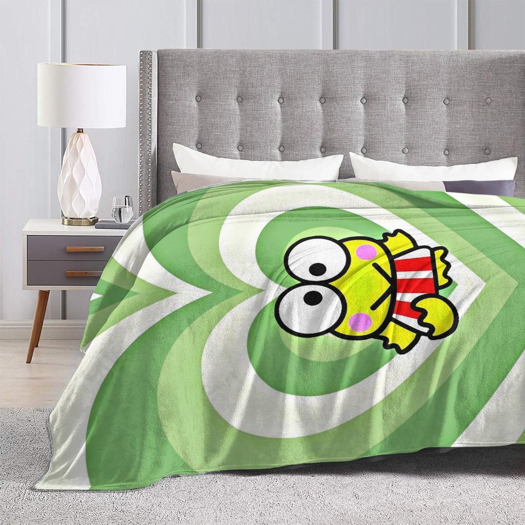 Keroppi Flannel Blankets Anime  Fashion Throw Blankets for Home 125*100cm Bedspread,