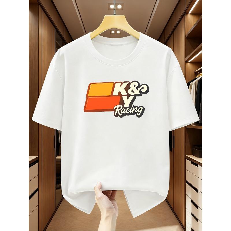 European sizes Men'S Short Sleeve T-Shirt K&Y Racing Print Trendy Tee Comfortable Casual Short-Sleeved T-Shirt for Summer
