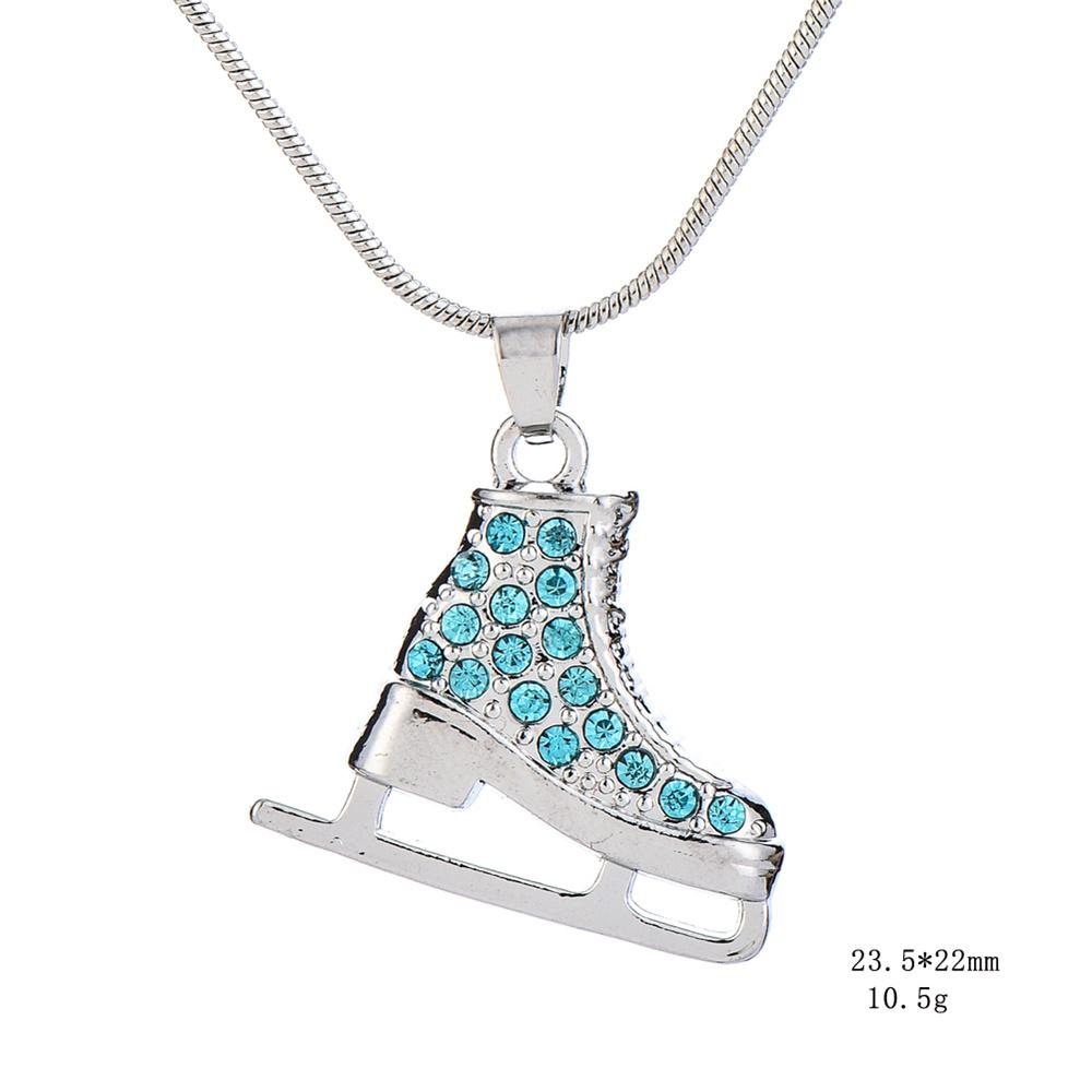 My Shape Skating Shoes Pendant Necklace Ice Skate Shoes Skater Crystal Rhinestone Zircon Charms Fashion Jewelry Girls Women Gift
