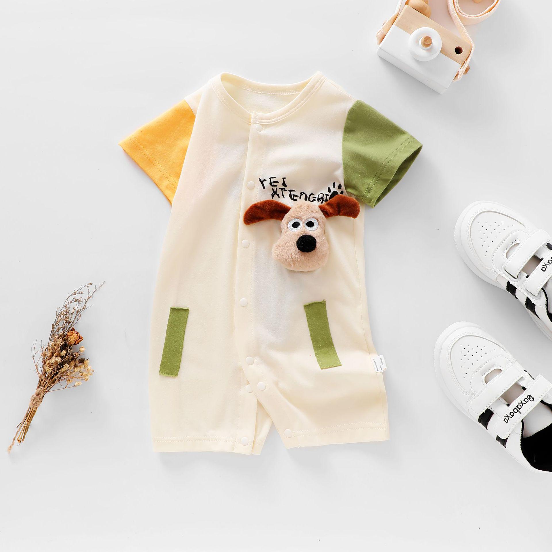 Adorable Summer Short-Sleeve Cotton Romper for Baby Boys