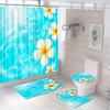 Green Gold Leaves Shower Curtain Set Summer Tropical Plant Bath Screen Bathroom Mat Non Slip U-Shape Rug Carpet Lid Toilet Cover