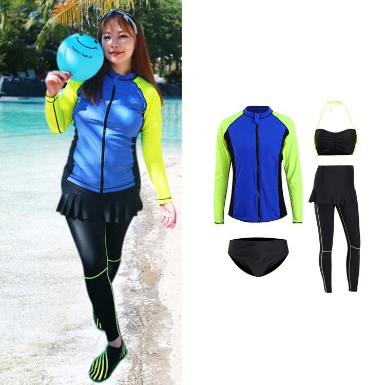 Women's Plus Size Two-Piece Quick Dry Snorkel & Diving Suit with Long Sleeves & Pants