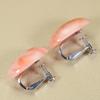 Deep sea coral pink undyed earrings, silver,