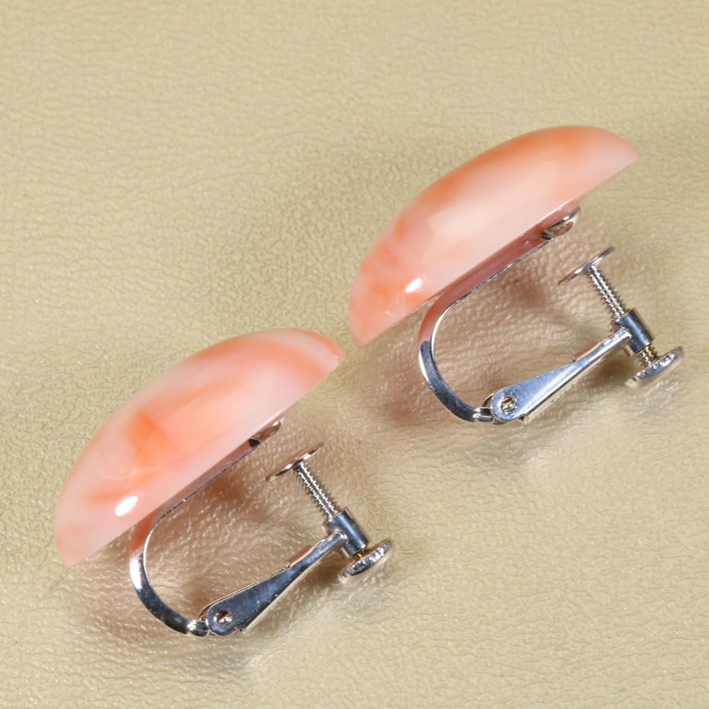 Deep sea coral pink undyed earrings, silver,