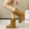 Casual and Comfortable Winter Round-toe Thick-soled Solid Color Velvet Warm and Able Mid-calf Snow Boots