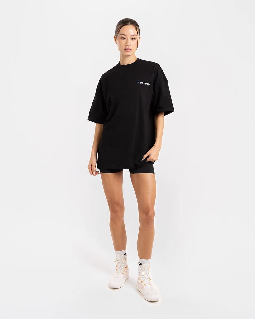 BOXRAW We Dont Play Boxing Oversized T-Shirt - Women'S W Bxrw-U-Wdpbt-W [Black/Blue] (C Type)