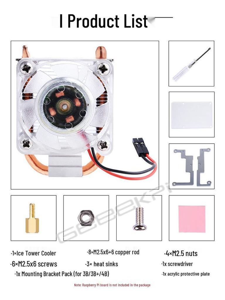 Raspberry Pi 4B/3B/3B+ ICE Tower Heatsink with Luminous Fan
