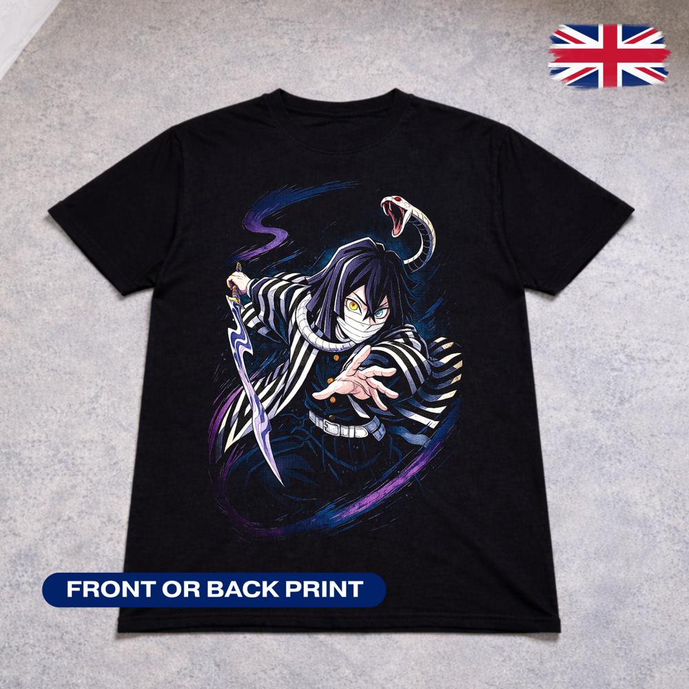 Demon Slayer Obanai Iguro T Shirt Snake Hashira Anime Kimetsu No Yaiba Tee Kids 2XL