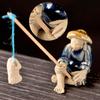 Fishing Old Man Resin Figure Statue Sitting Garden Ornament Outdoor Garden