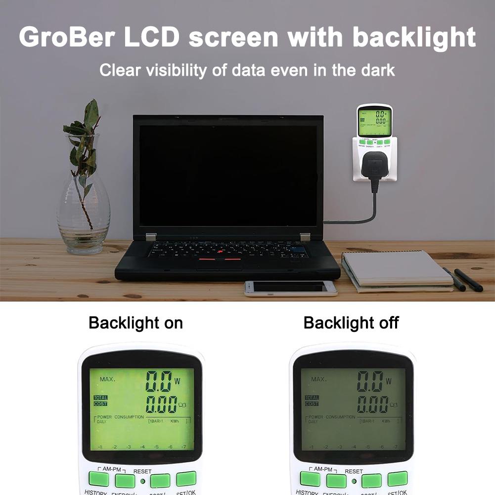 

Socket Power Meter for Real Time Power Consumption Monitoring in Home Appliances and Small Solar Systems with Clear LCD Display China Mainland