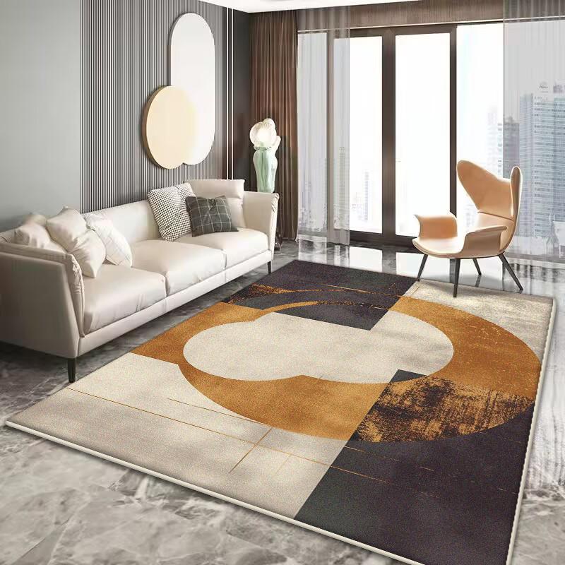 Modern Orange Decoration Carpet Living Room Simple Geometry Carpets Home Sofa Light Luxury Rugs Bedroom Bedside Soft Floor Mat