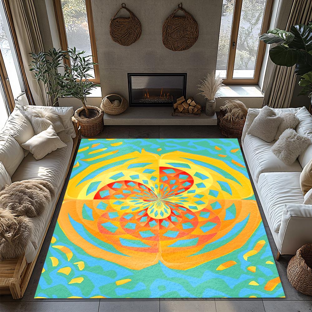 Colorful Abstract Area Rug Modern Geometric Carpet Living Room Decor Non Slip Floor Mat Home Decor Indoor Outdoor Accent Rug