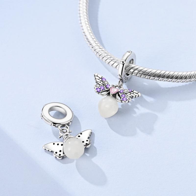 Copper Charms Beads Pendant Luminous Firefly Butterfly Charms Fit Original Bracelet Women Diy Jewelry Making Gifts