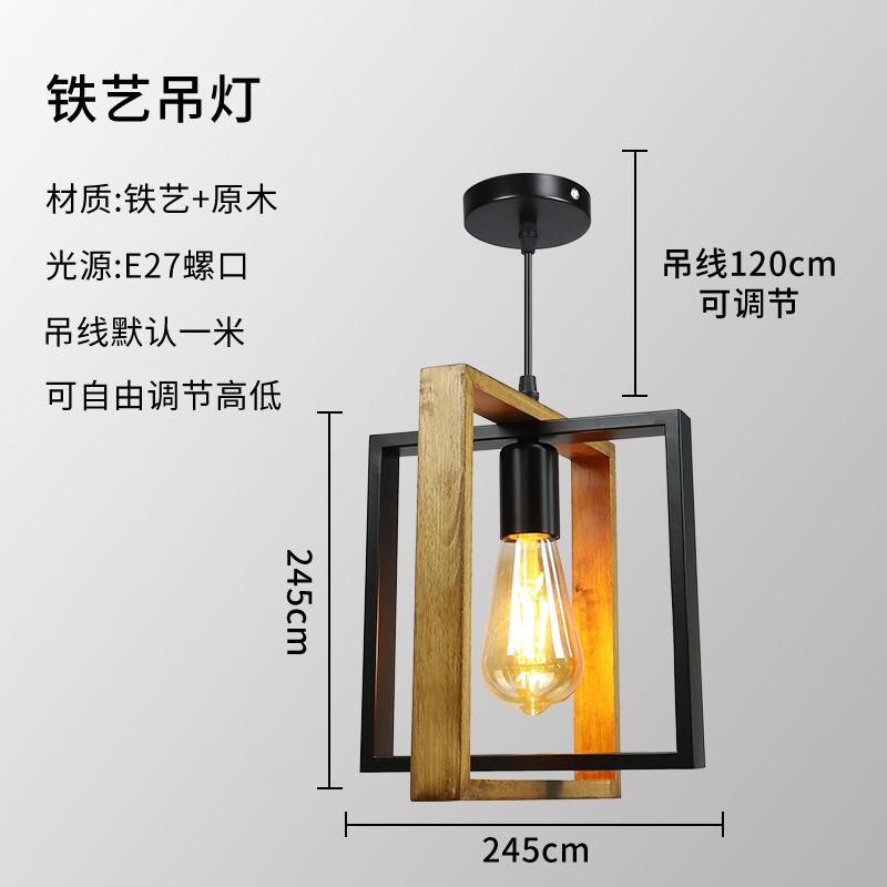 American Chandelier Lamp Retro Iron Wood Pendant Lamp Bar Restaurant lamp Creative Hanging light Household Luminaire appliance