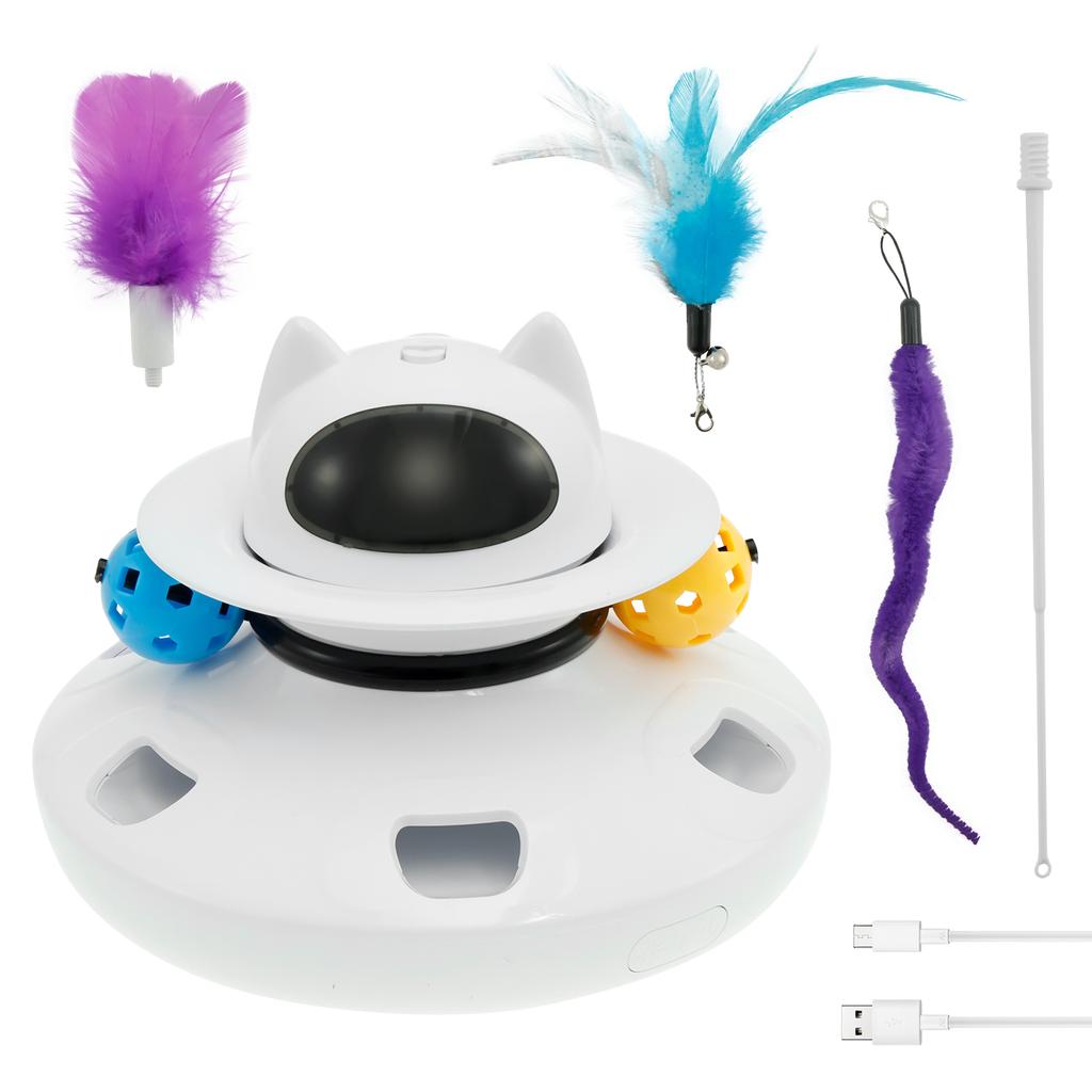 Smart Teaser Cat Toy Electric Interactive Cat Toys ABS Cat Teaser Toys 4 In 1 Indoor Cats Toys Rotating Cat Toys Cat Supplies