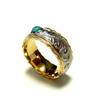 July Hawaiian Jewelry Ring with Turquoise Stone, Men's and Women's, Gift, Brand Name, Hypoallergenic, Surgical Stainless Steel, Size 19, Gold