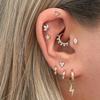 1 Par Brincos Piercing Septo Conch Tragus para Mulheres Coroa Estrela Zircônia Cor Dourada Hélice Daith Lóbulo Cartilagem Piercing Joia de Orelha