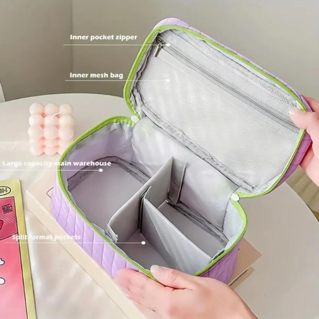 Multifunctional Cosmetic Bag Simple Contrast Color Square Makeup Storage Bag Travel Beauty Organizer Toiletry Bag