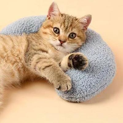 Cute Dog Sleeping Pillow Fluffy Pet Little Pillow U Shaped Sleeping Improve for Pet Playing Reduce Anxiety
